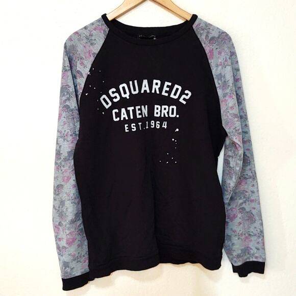 Dsquared2 Caten Bro. raglan style floral sleeves sweatshirt XL - Picture 1 of 5